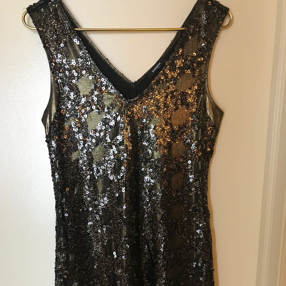Express Bronze Sequin Dress - Size M